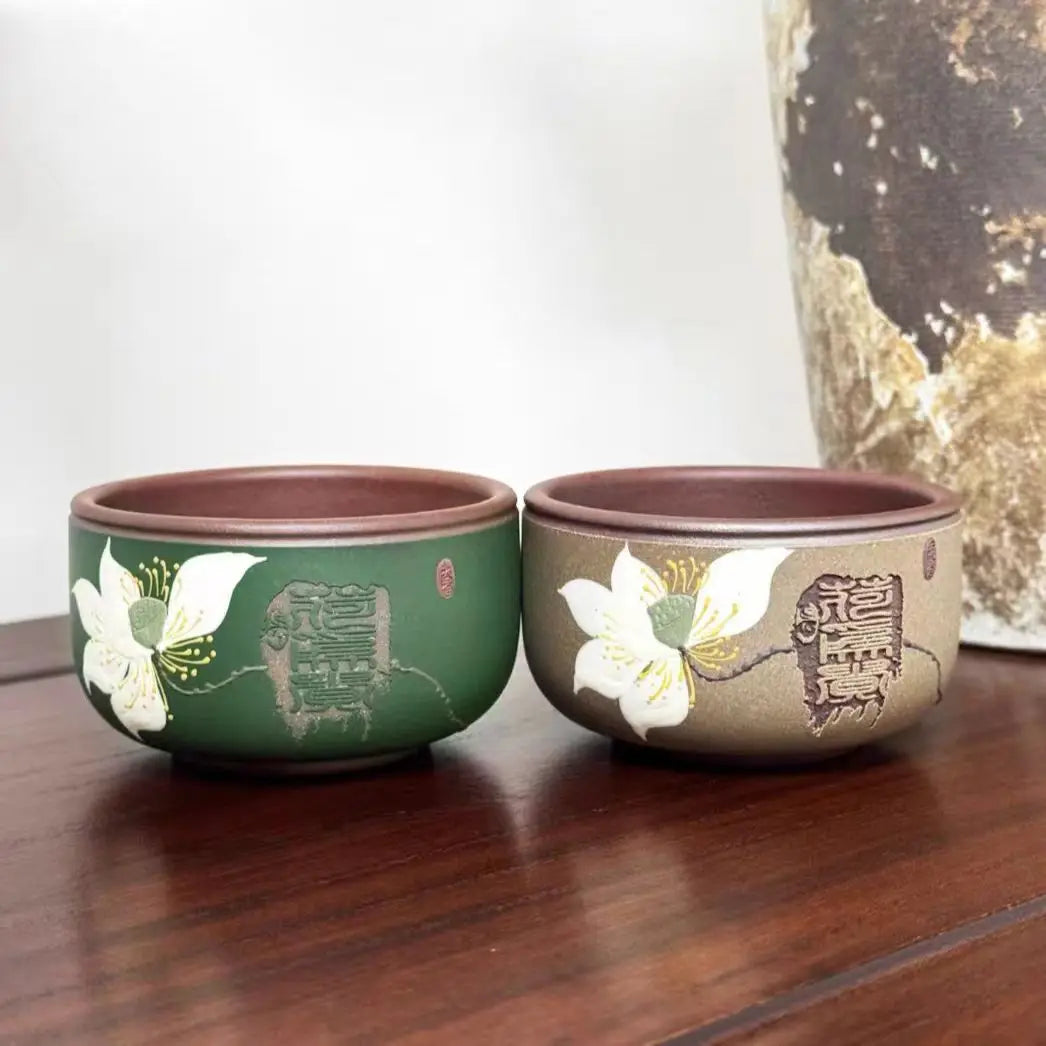 Zisha Master Cup Handmade Inlay He Wei Gui Kung Fu Teacup Tasting Cup Tea Drinking Cup 110ml Oasis Select