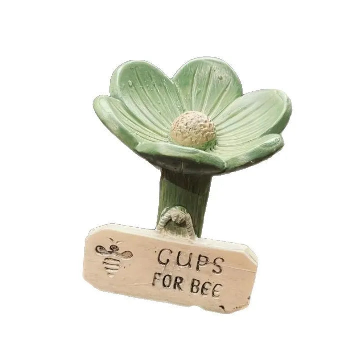 Flower Shape Watering Stations Bee Waterers For Garden Bee Pollinator Feeder Drinking Cups Colorful Butterfly Hygienic Cups Oasis Select green