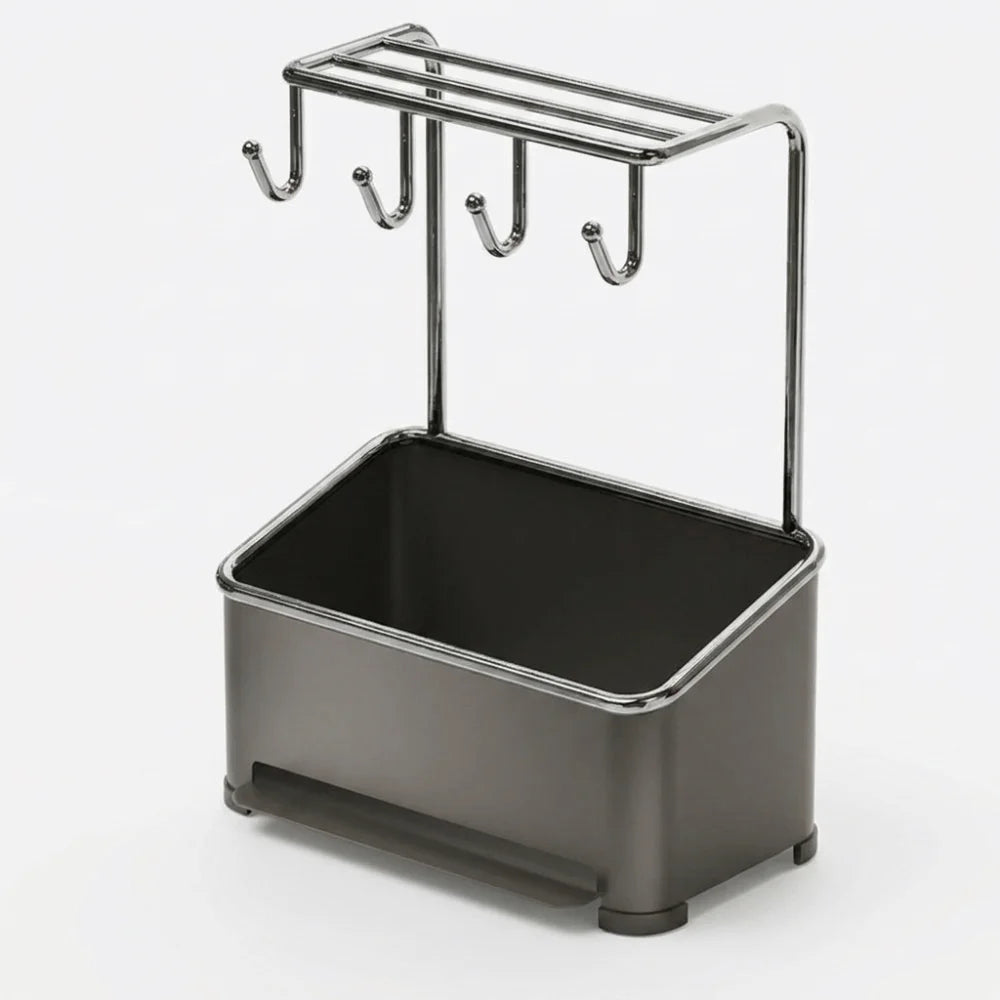 Gunmetal Gray Stainless Steel Kitchen Sink Organizer Rack