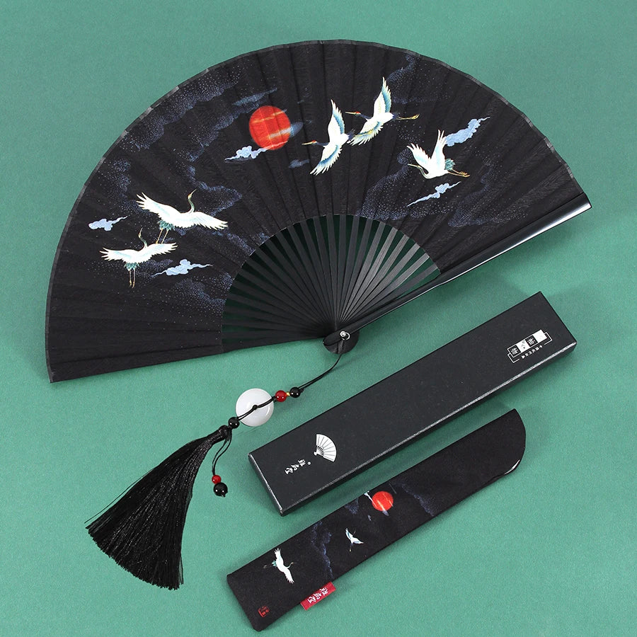 Ancient Folding Fan Black Dragon Fan Chinese Style Summer Hanfu Folding Fan Oasis Select 10 8 inches