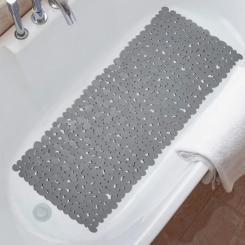 Non-Slip Bath Tub Shower Mats Pebble Shape Machine Washable Bathtub Mat With Drain Holes Suction Cups For Bathroom Oasis Select