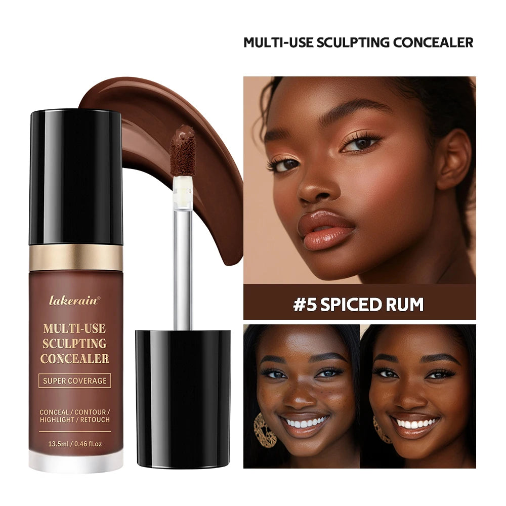 Long-lasting Coverage Concealer Matte Foundation Multi-Use Cream Oil Free Highlight and Retouch Face Makeup Products for Women Oasis Select 5SPICED RUM