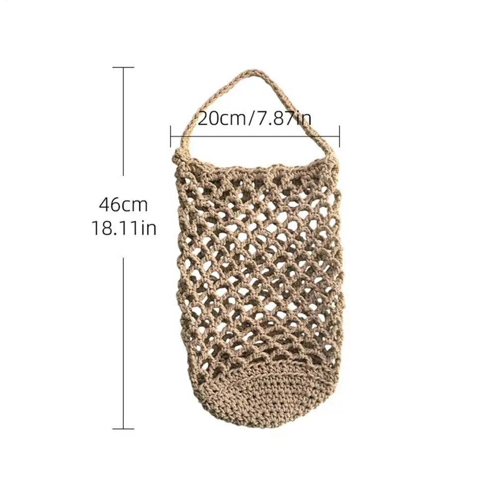 Wicker Weave Storage Basket Wall-mounted Vegetable Basket Fruit Sundry Basket Kitchen Storage Home Decoration Organizer