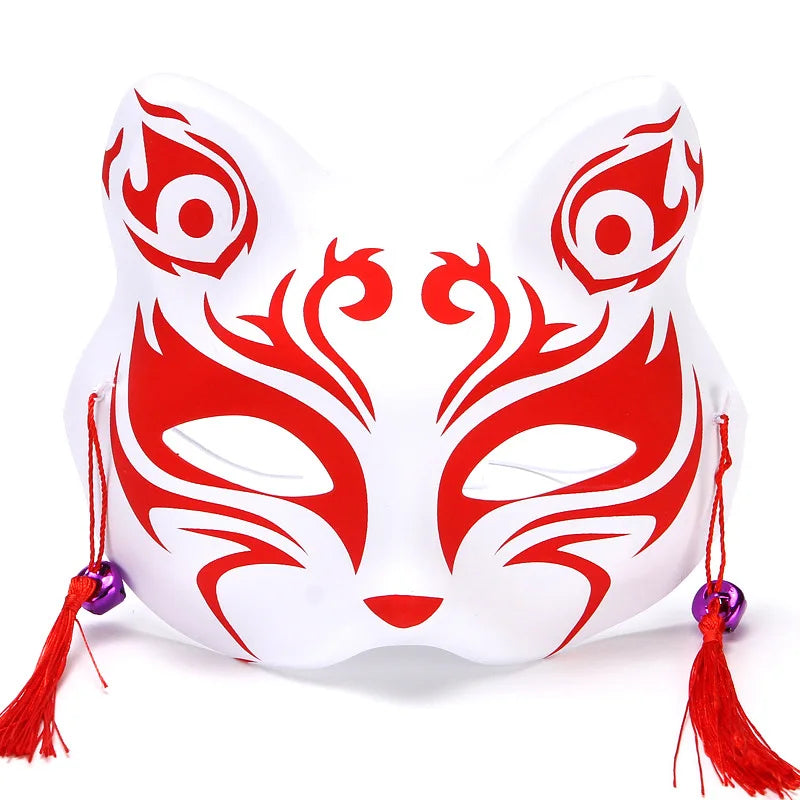 Foxes Mask Japanese Cosplay Rave Hand-Painted Anime Demon Slayer Half Face Cat Masks Masquerade Festival Party Cosplay Props Oasis Select 03