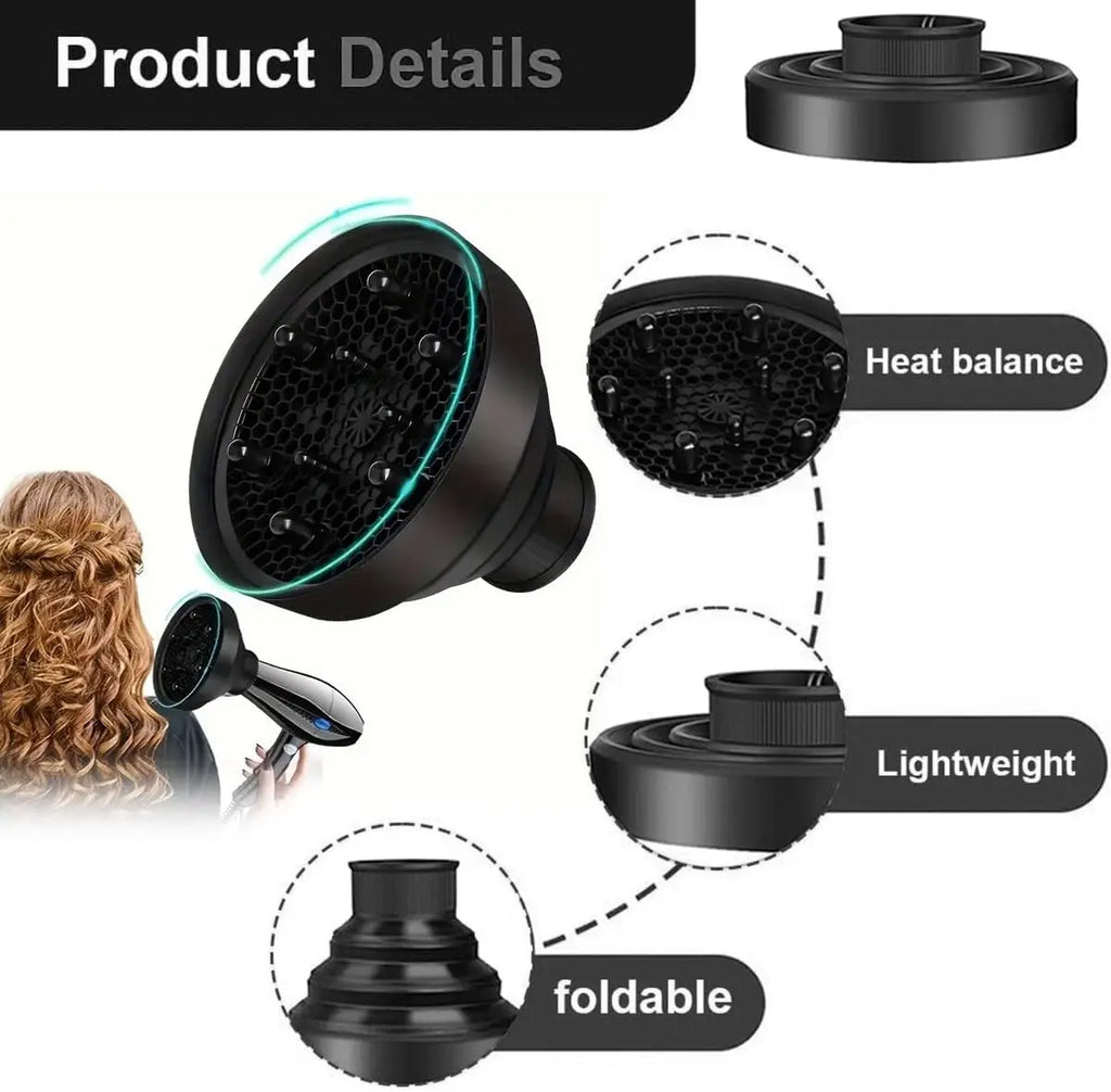 New Salon Tool Black Universal Silicone Hairdryer Diffuser Cover Adjustable Temperature Resistant Dispersing Drying Hair Dryer Oasis Select