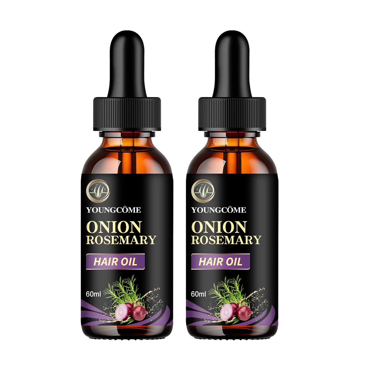 Hair Rapid Growth Essential Oil Onion Rosemary Hair Care Essential Oil Hair Regeneration Effective Hair Loss Product Oasis Select 60ml-2PCS