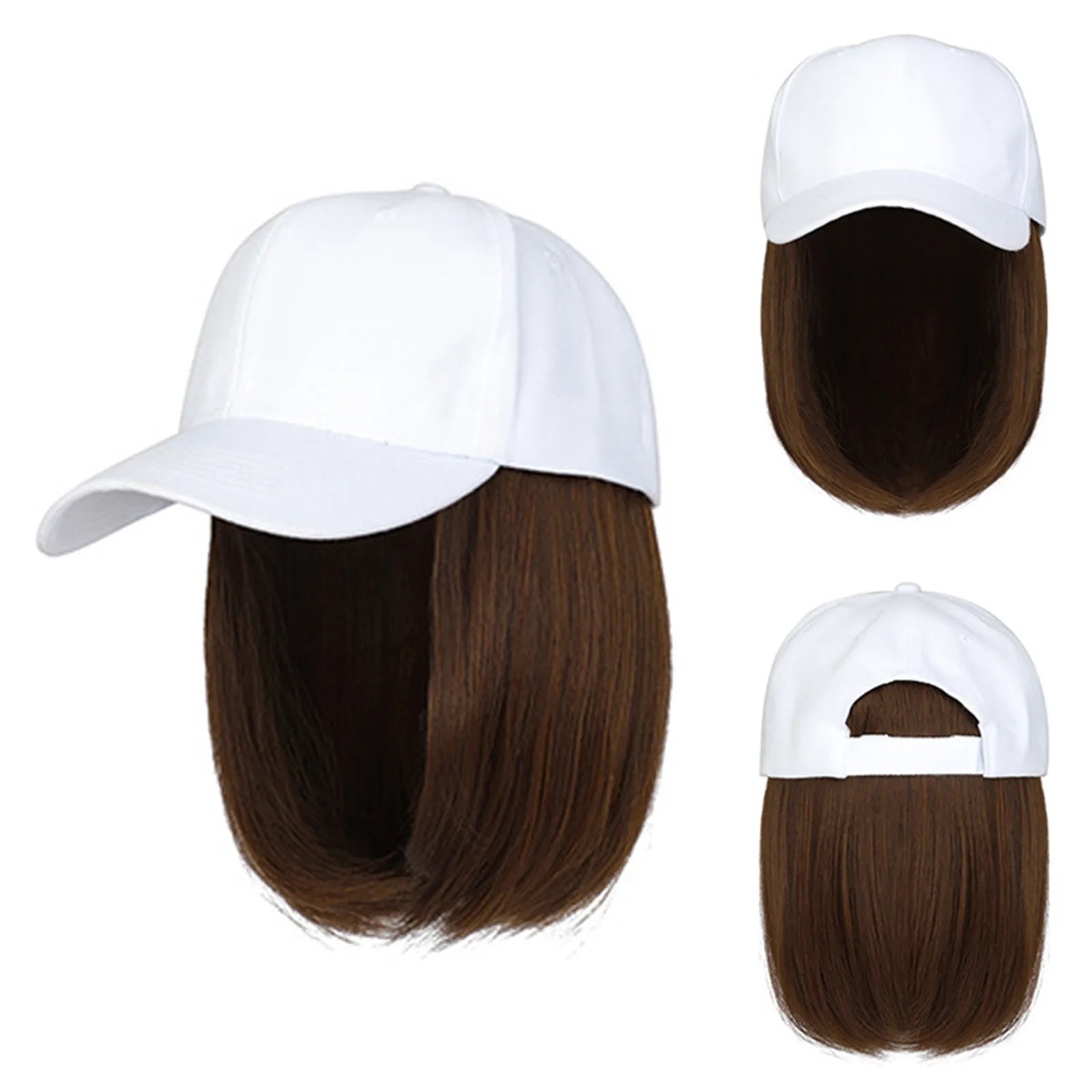 Baseball Cap Bob Wig Hat with Hair Extensions – Adjustable Wig Cap Hat Oasis Select G