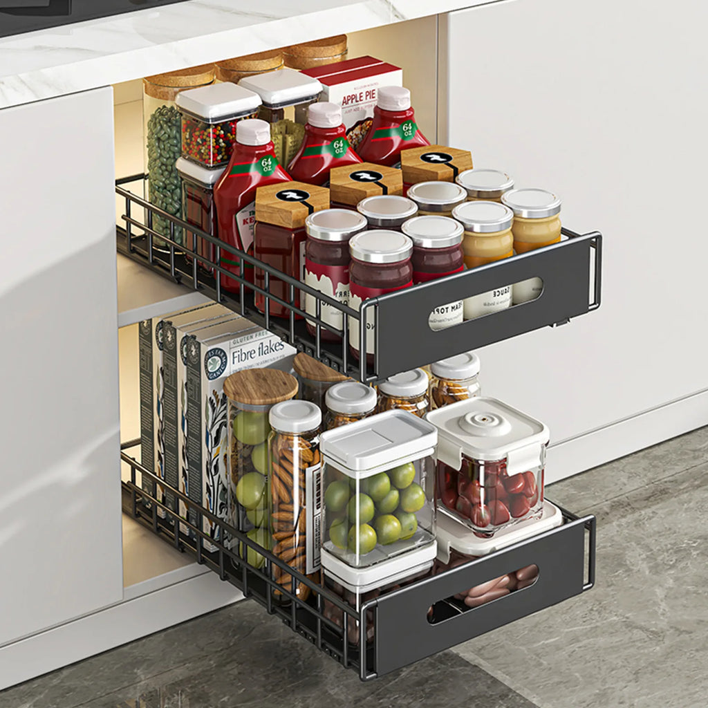 Kitchen Shelf Cabinet Pull Basket Layered Rack Seasoning Storage Sink Storage Super Deep Pull-out Shelf Oasis Select