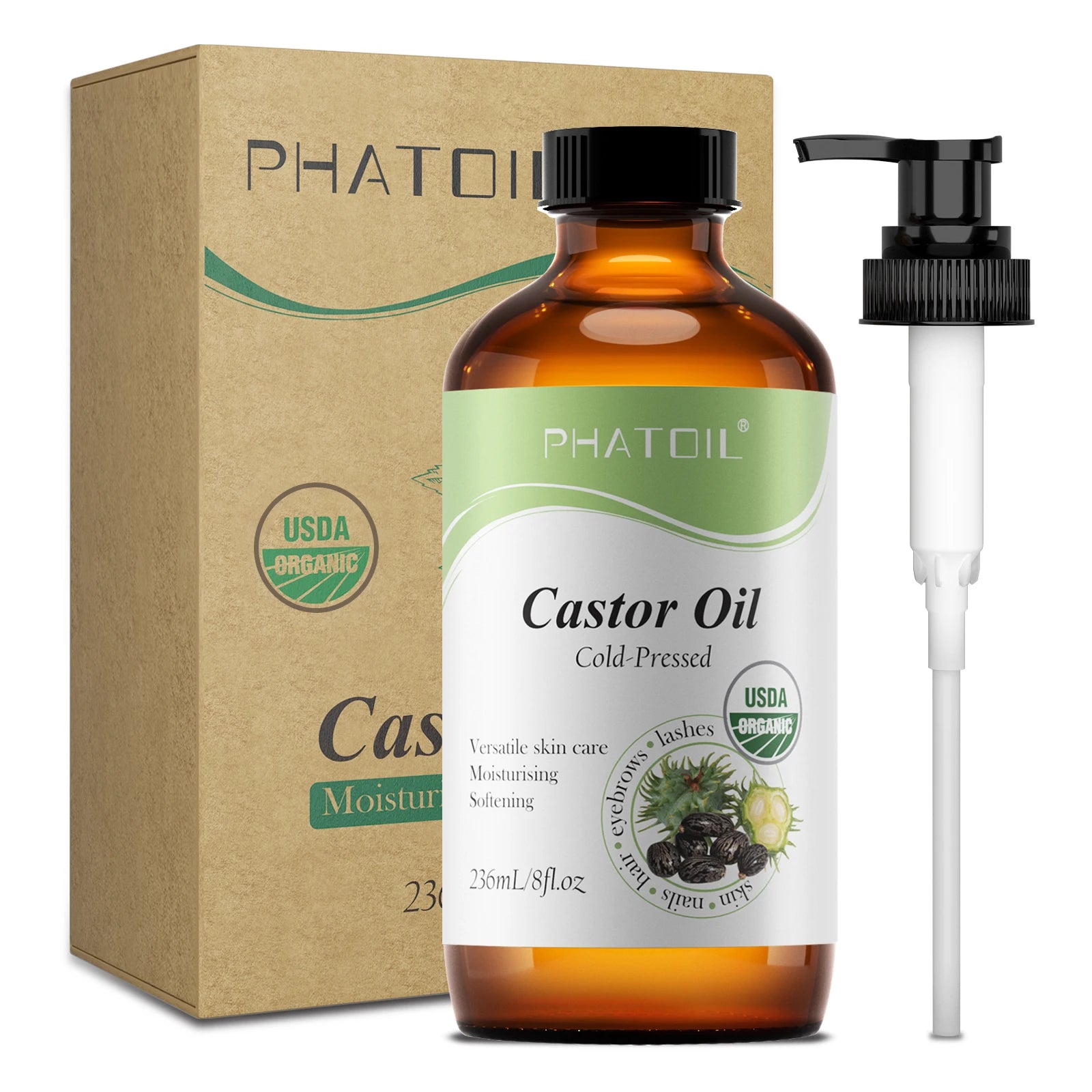 PHATOIL Organic Cold-Pressed Castor Oil – Hair, Skin & Lashes