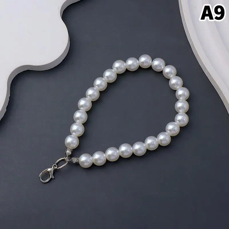Simulated Pearl Keychain – Beaded Bag Charm & Phone Pendant