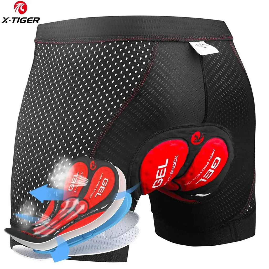 X-TIGER Bicycle Riding Underwear MTB Cycling Shorts 5D Gel Padded Bike Shorts Shock Absorption Breathable Men Cycling Underwear Oasis Select Red M