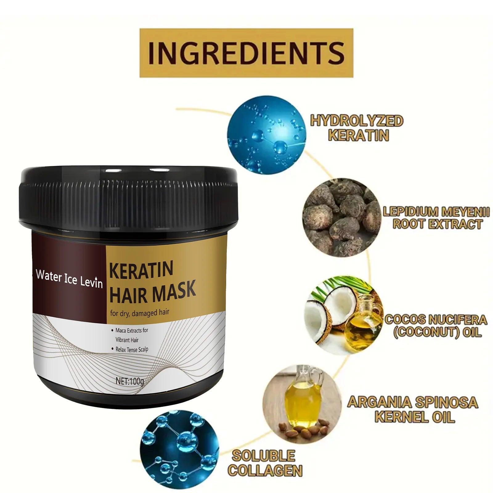 Keratin Hair Mask – Repair Damaged & Frizzy Hair 100g Keratin Hair Mask Oasis Select