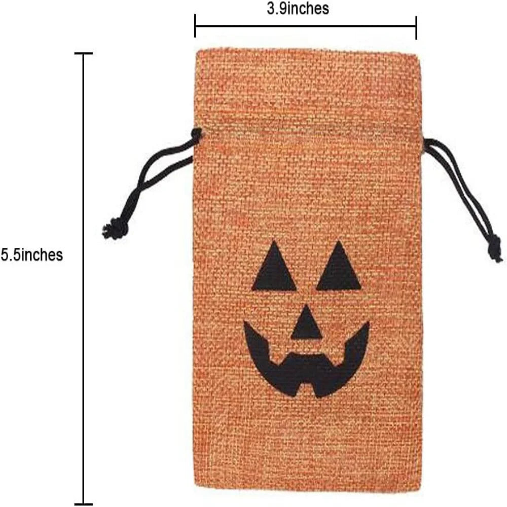Halloween Ghost Drawstring Candy Bag | Cotton Linen Treat Sack
