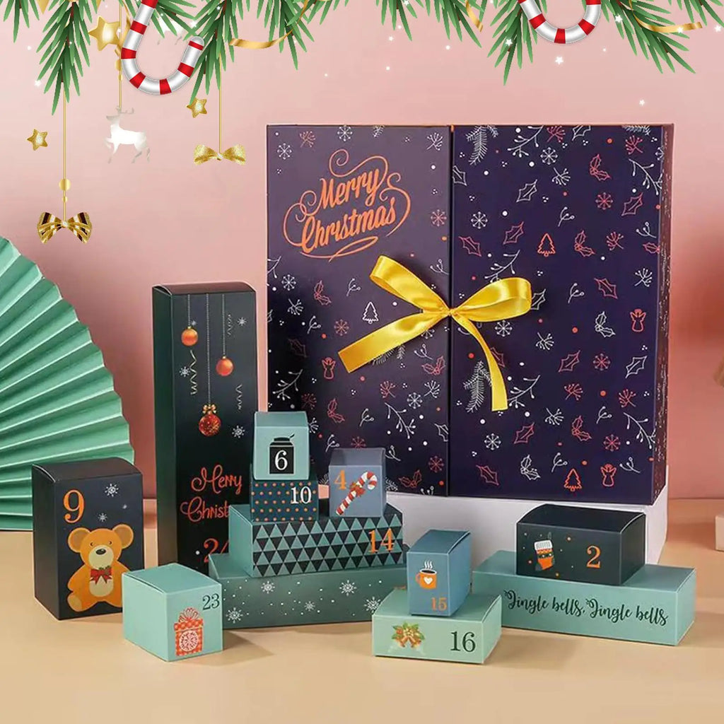Empty Countdown Calendar Refillable Advent 24 Days Christmas Boxes Foldable Home Decor for Candy Classroom Table Fireplace Oasis Select