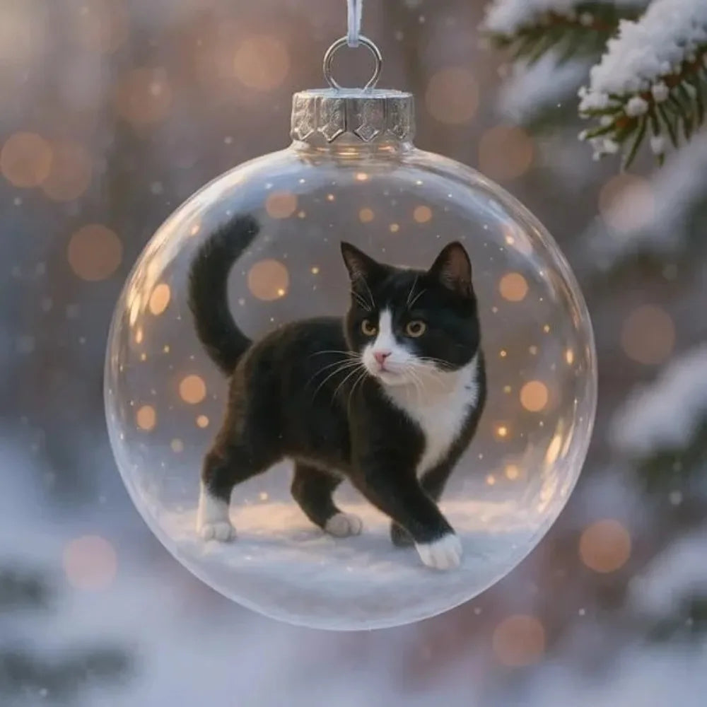 Cat Acrylic Christmas Ball Ornaments – DIY Hanging Baubles