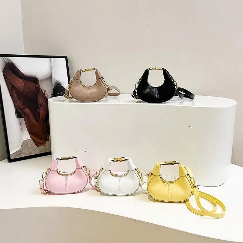 Women's Mini PU Leather Crossbody Bucket Bag | Gold Hardware