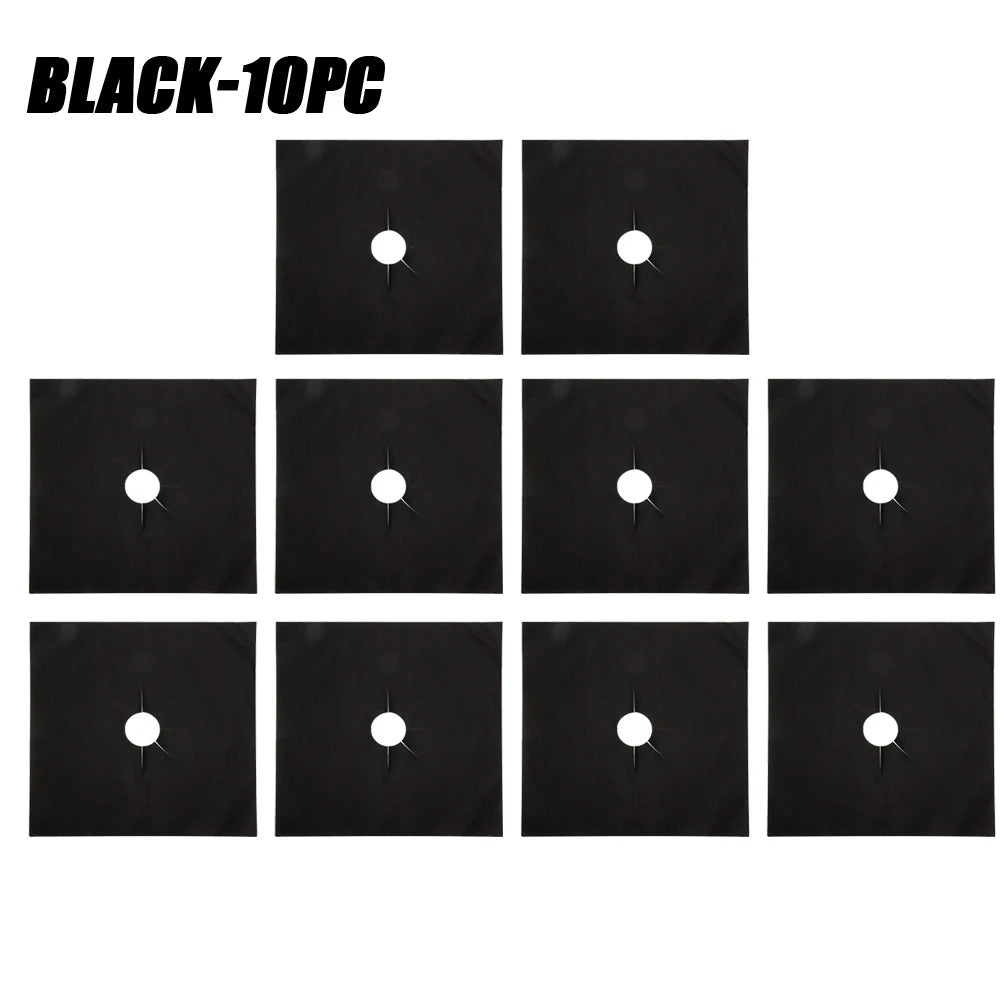 5/15PCS Dirt-resistant Heat Resistant Non-stick Protective Gas Stove Pad Non-stick Reusable Scratch Protector Pads Oasis Select Black-10PCS