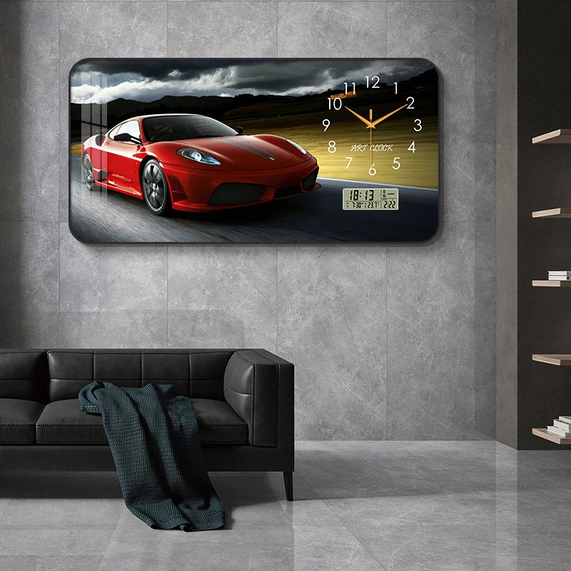 Car Clock Living Room Creative E-sports Room Silent Clock Auto Repair Beauty Shop Personality Art Decorative Painting Wall Clock Oasis Select