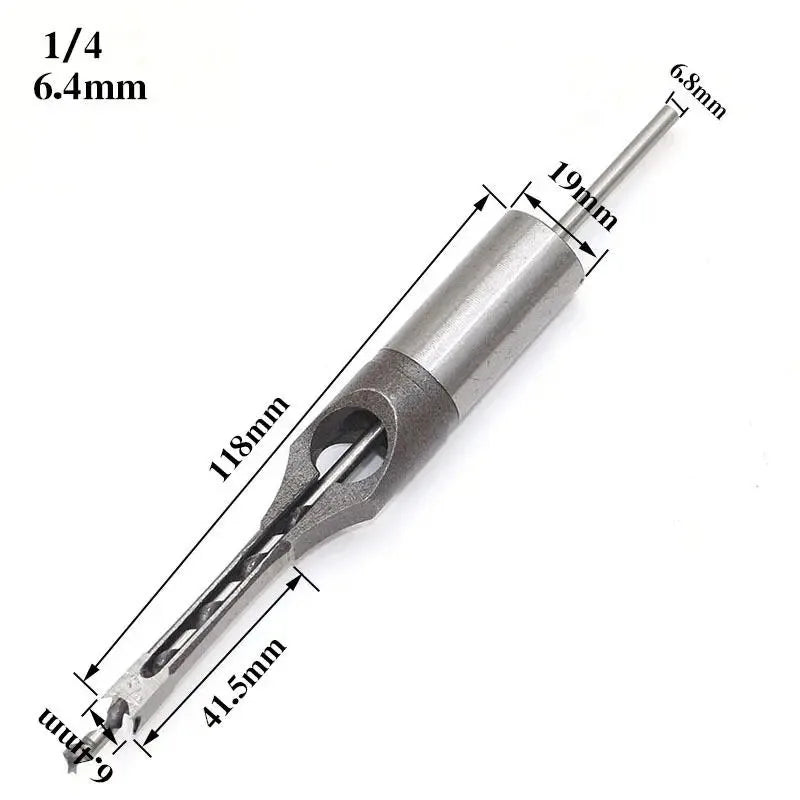 JUSTINLAU HSS Square hole drill Woodworking Drill Tools Auger Mortising Chisel Drill Set DIY Furniture Square Woodworking drill Oasis Select 6.4mm