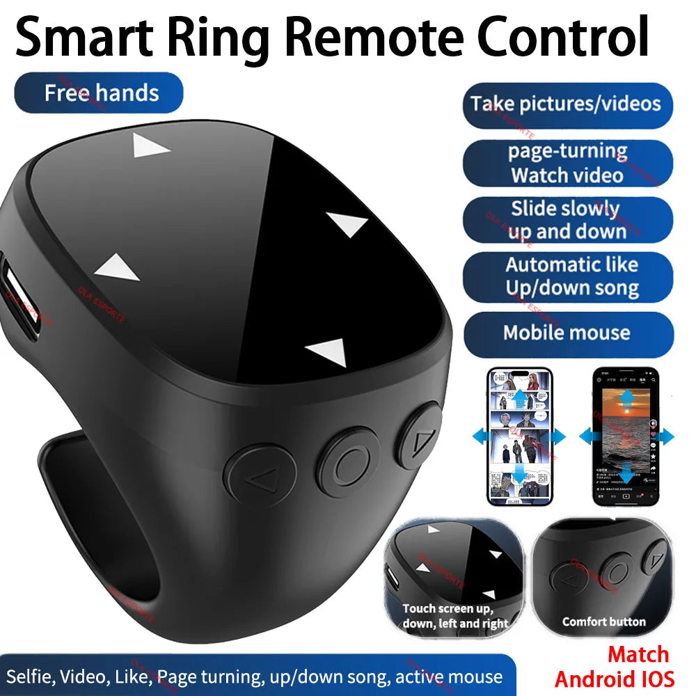 Bluetooth Finger Ring Remote – Page Turner, Selfie & Media