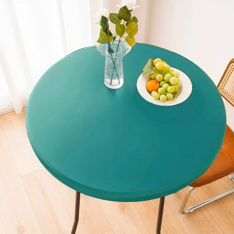 Elastic Round Table Cover Waterproof and Oil Resistant All Inclusive Desktop Cover Household Outdoor No Wash Elastic Band Oasis Select