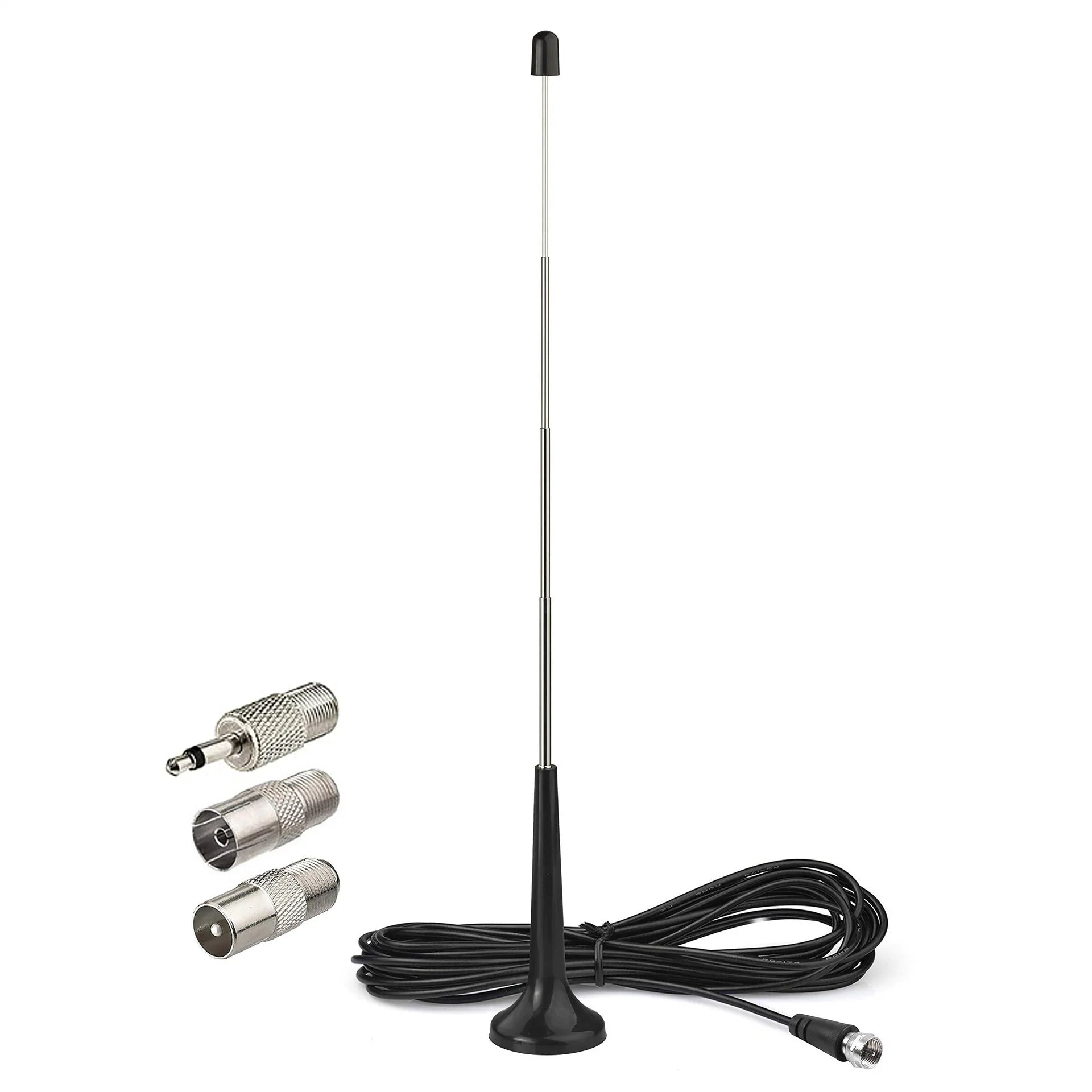 Indoor high-gain metal sucker rod radio antenna digital signal intensifier F connection adapter Oasis Select black