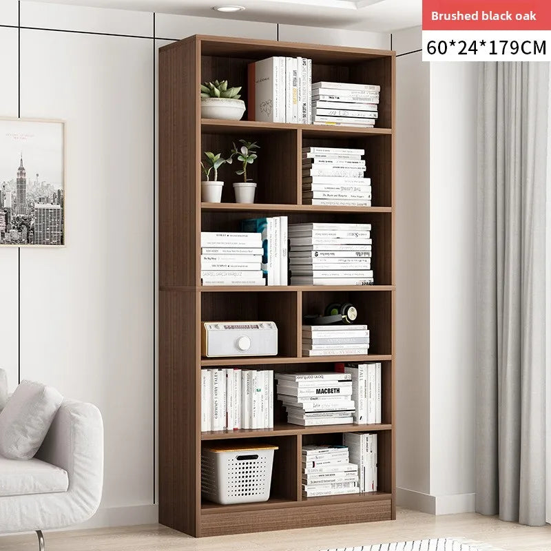 Bookshelf household modern simple floor against the wall large capacity storage shelf living room display cabinet study Oasis Select Black Oak-60CM