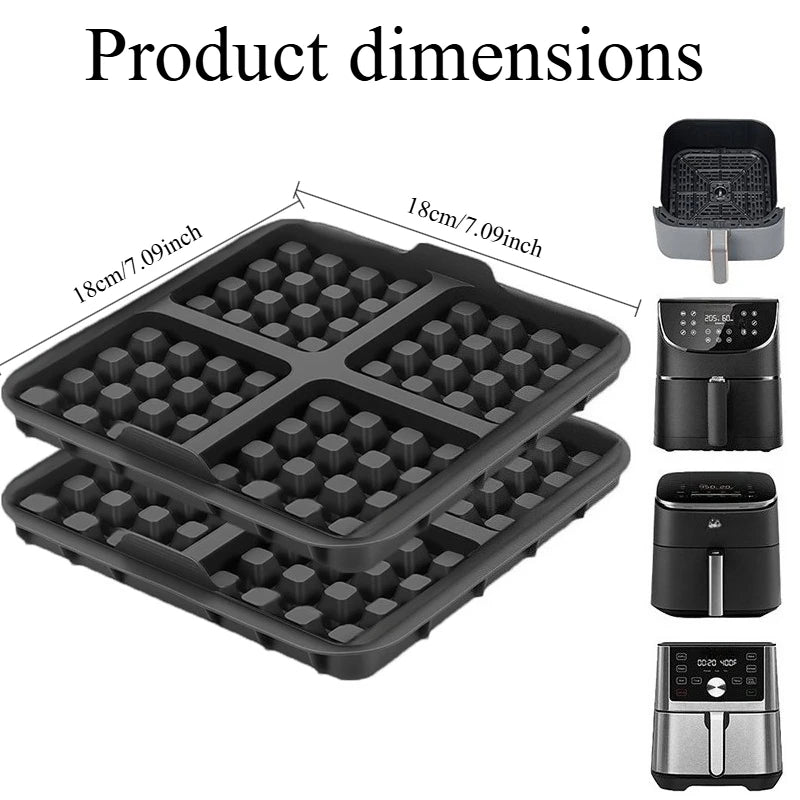 Square Waffle Maker Mold for Air Fryer, Non-Stick Baking Tray Compatible with 4-7QT,for Belgian Waffles,Pancakes,Dishwasher Safe Oasis Select