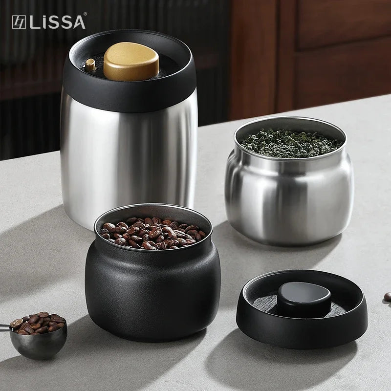 Stainless steel tea sealed jar Moisture-proof household tea storage jar press vacuum high-grade coffee bean sealed jar Oasis Select