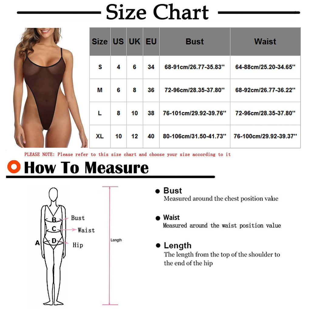 Sexy Woman Deep V Neck Bodysuit High Cut Bikini Jumpsuit One-Piece See-Through Backless Halter Bikini Swimsuit Erotic Lingerie Oasis Select