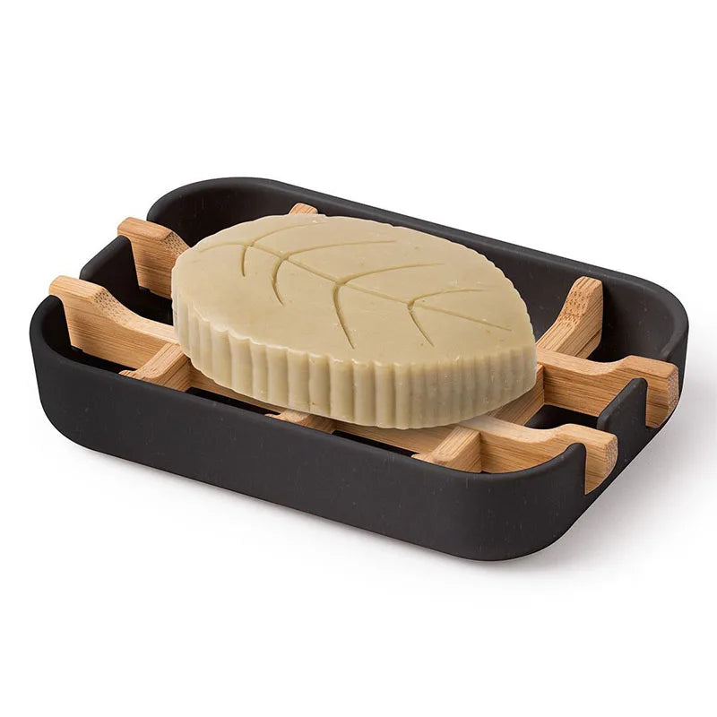 Bamboo wooden soap dish, bathroom soap rack, shower soap rack, sink deck, bathtub, shower tray Oasis Select Black