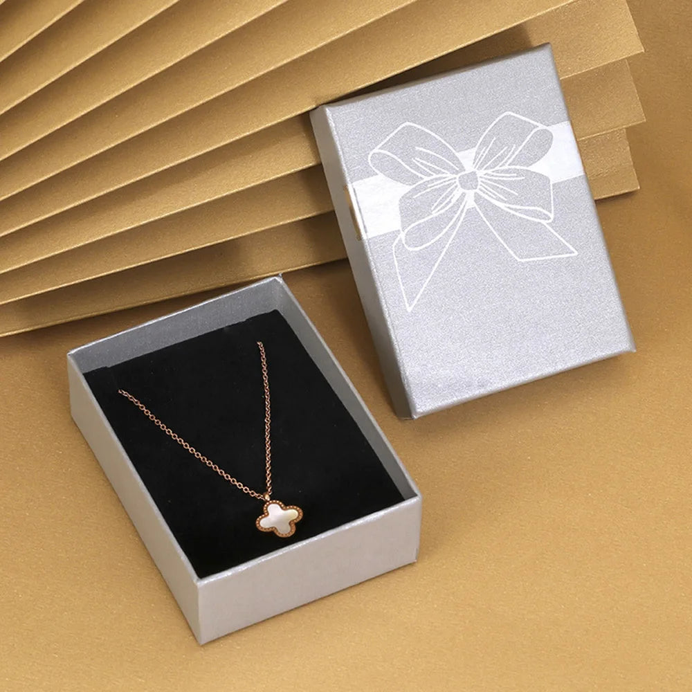 Fashion Bowknot Jewelry Box Multi Colors Ring Earrings Pendant Necklace Gift Jewelry Storage Display Paper Jewelry Packaging Box Oasis Select Silver Other