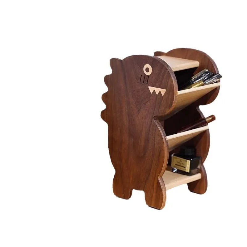 [Dinosaur Pen Holder] Black Walnut Solid Wood Cute Cartoon Creative Desktop Decoration Storage Box Desk Decoration Oasis Select