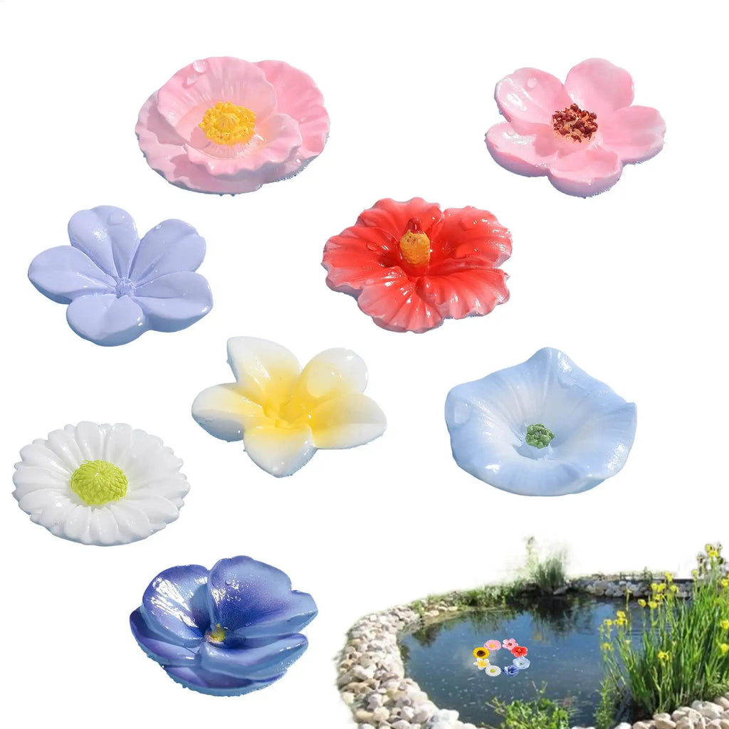 8 Pieces Aesthetic Weatherproof Flower Bee Feeder Floating Bee Station Outdoor Decor for Garden Patio Balcony Pond Wild Bird Oasis Select