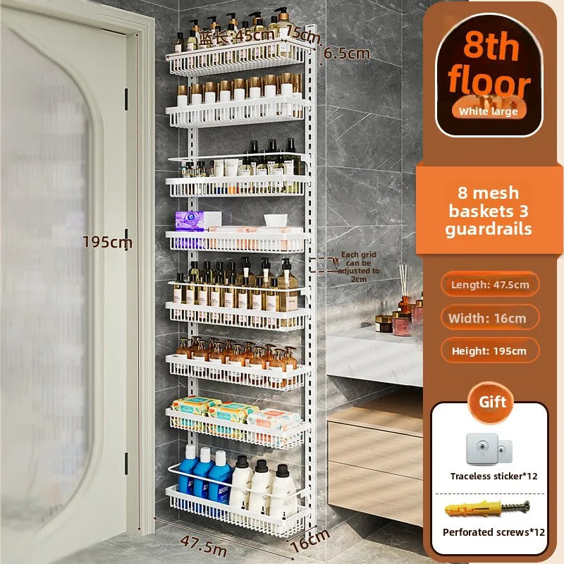 Multi-layer adjustable kitchen cabinet wall condiment seasoning rack No punching wall hanging storage shelf Oasis Select 8-1-White-8-186 45