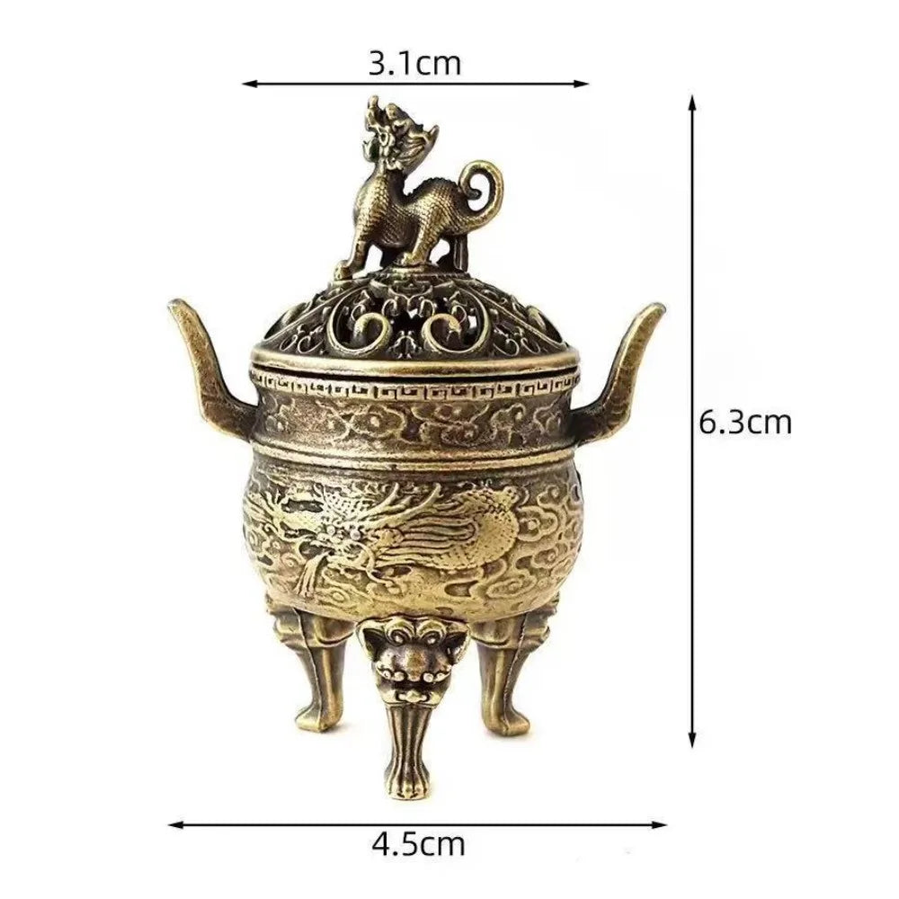 Vintage Alloy Sandalwood Incense Burner Elephant Lucky Hollow Out Lotus Incense Censer Year of the Horse Mini Three Legged Stove Oasis Select 3