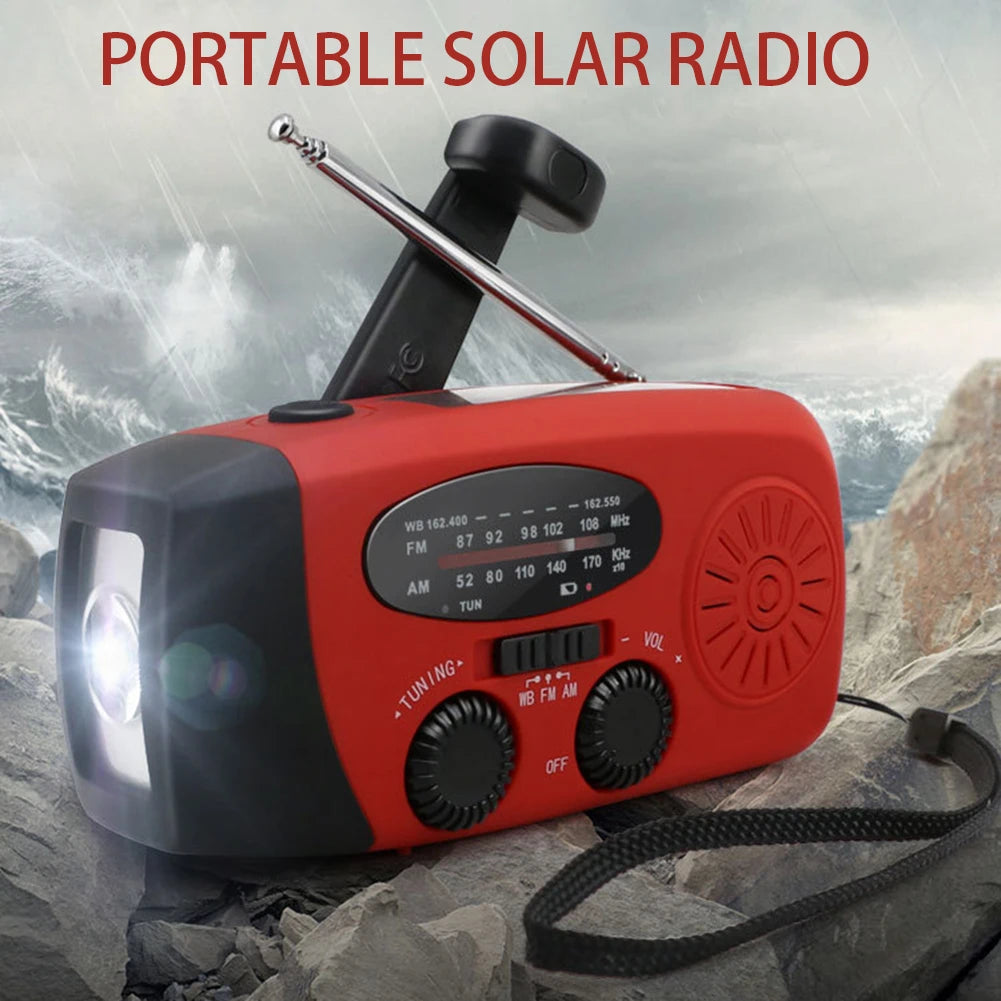 Solar Hand Crank Emergency Radio AM/FM/NOAA + USB Charger