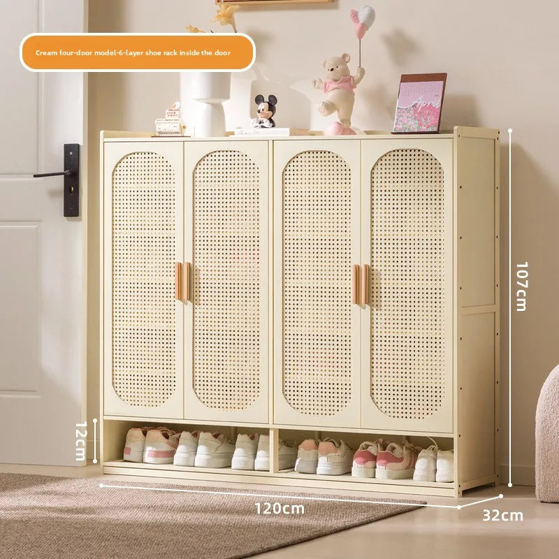 Cream wind arc door shoe cabinet living room household entrance entrance multi-layer shoe rack dormitory storage cabinet storage Oasis Select Milky White 4-8