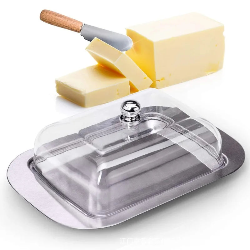 Butter Dish, Stainless Steel Butter Dish with Lid - Solid Cheese/Butter Container - Butter Cheese Kitchen Cooking Storage Box Oasis Select