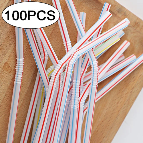 100Pcs Colorful Disposable Plastic Curved Drinking Straws Reusable Straw 21cm Wedding Party Bar Drink Accessories Birthday Oasis Select 21cm 100pcs