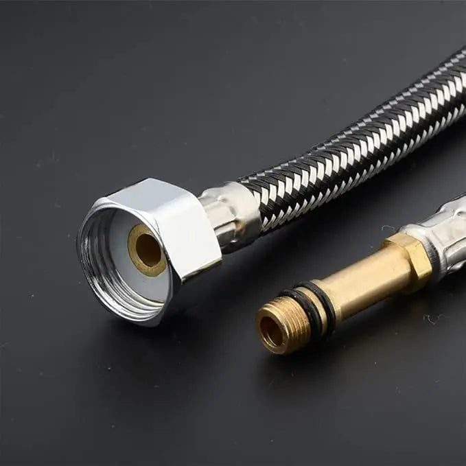 2pcs 1/2'' Stainless Steel Nylon Braided Tube Pipe Hose Silicone Plumbing Thermoresistant Tap Basin Faucet Sink Kitchen Bathroom Oasis Select