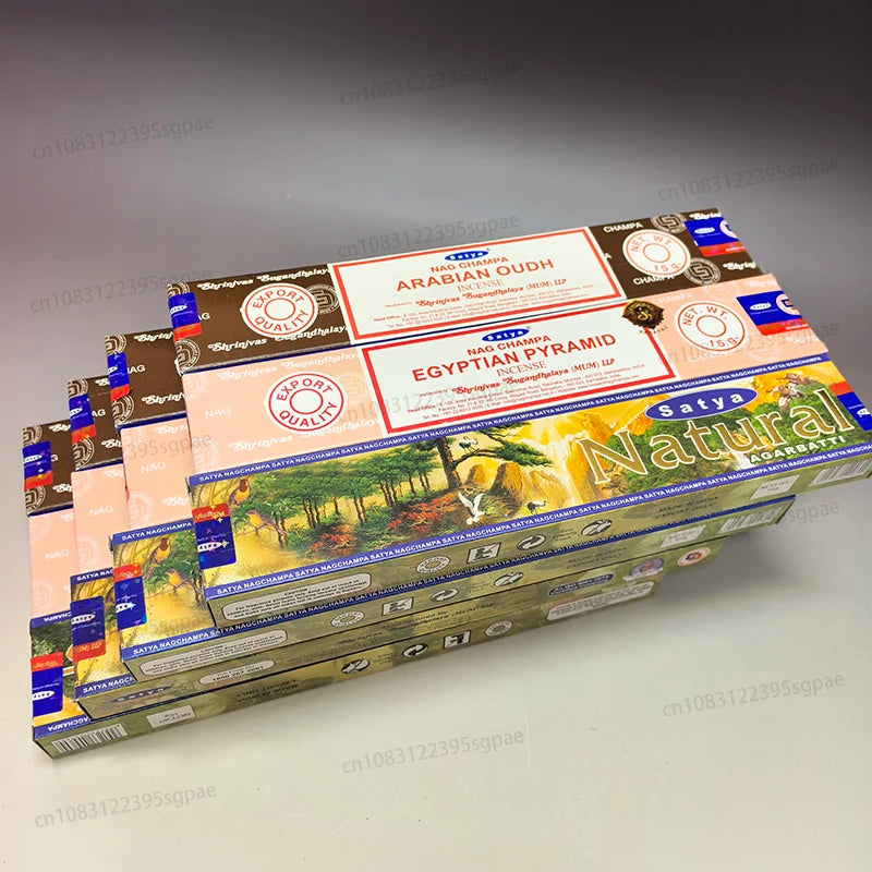 12Boxes Satya Origin100% 15g Hand-Rolled Incense Sticks, SANDAL WOOD，MONEY MATRIX，NAGCHAMPA Multiple Flavors for Yoga Meditation Oasis Select Mixed 4A4E4N 12 small boxex