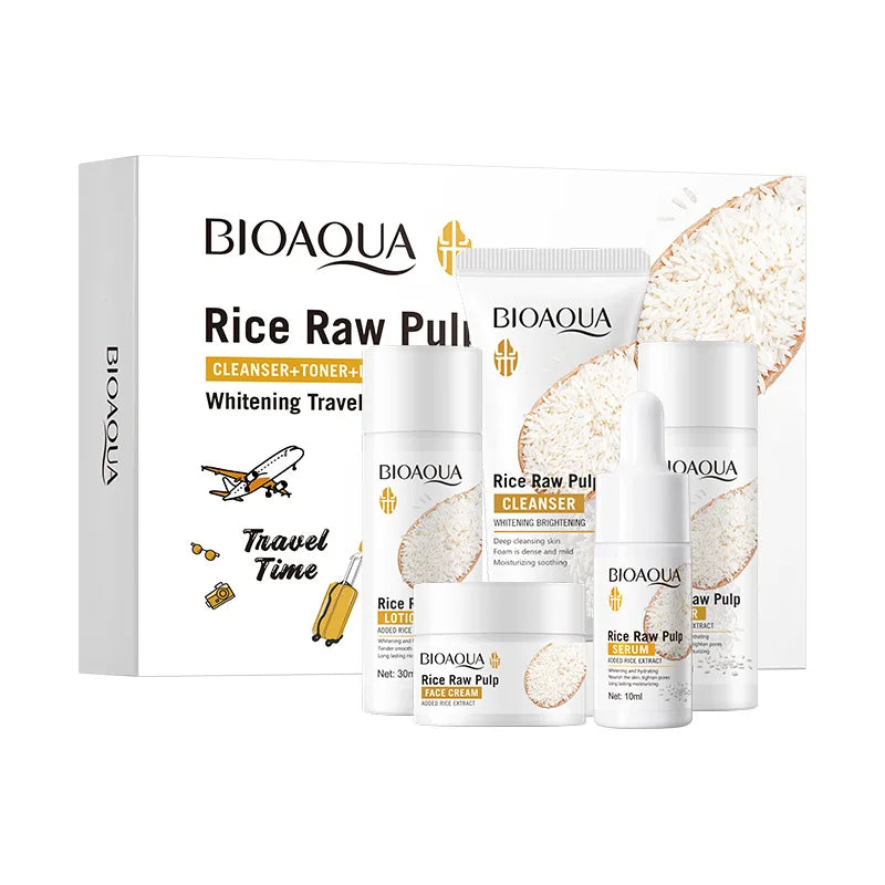 BIOAOUA Rice Puree 5-Piece Skincare Set – Brighten & Hydrate Skincare Gift Set Oasis Select 1 Set