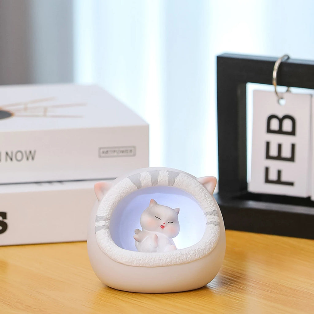 Creative Lovely Cute Fat Cat Night Light Girl Heart Cat Star Light Children Bedroom Atmosphere Light Decoration Oasis Select onesize Blue
