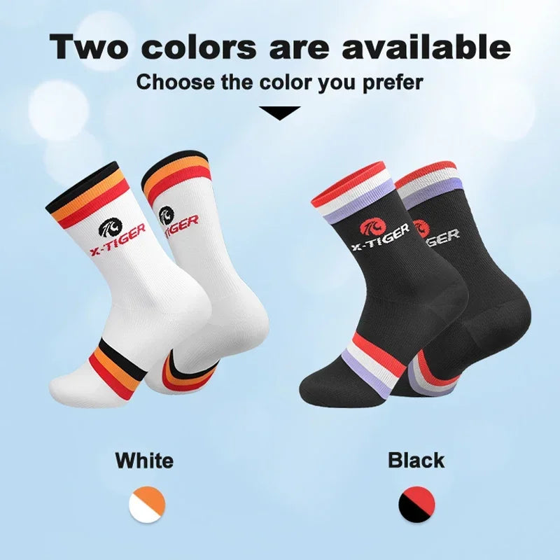 X-TIGER Cycling Sports Socks Black White Bicycle Socks for Men Women Outdoor Wear-Resistant Professional Racing Running Socks Oasis Select