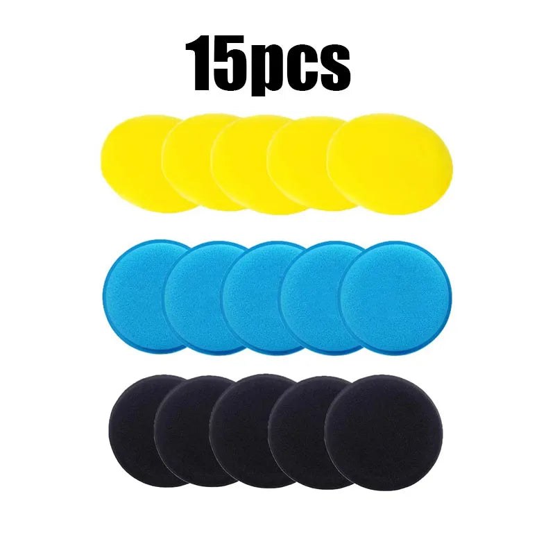 5/15pcs Car Detailing Sponge High Density Foam Applicator Pad Round Polishing Wiping Cleaning Tool For Auto Car Wash Supplies Oasis Select 15pcs mix