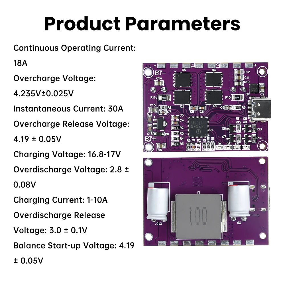 IP2368 Bidirectional 100W Fast Charging Module Buck-Boost Type-C Interface 3S 4S Lithium Battery High-Power Fast Charging Board Oasis Select