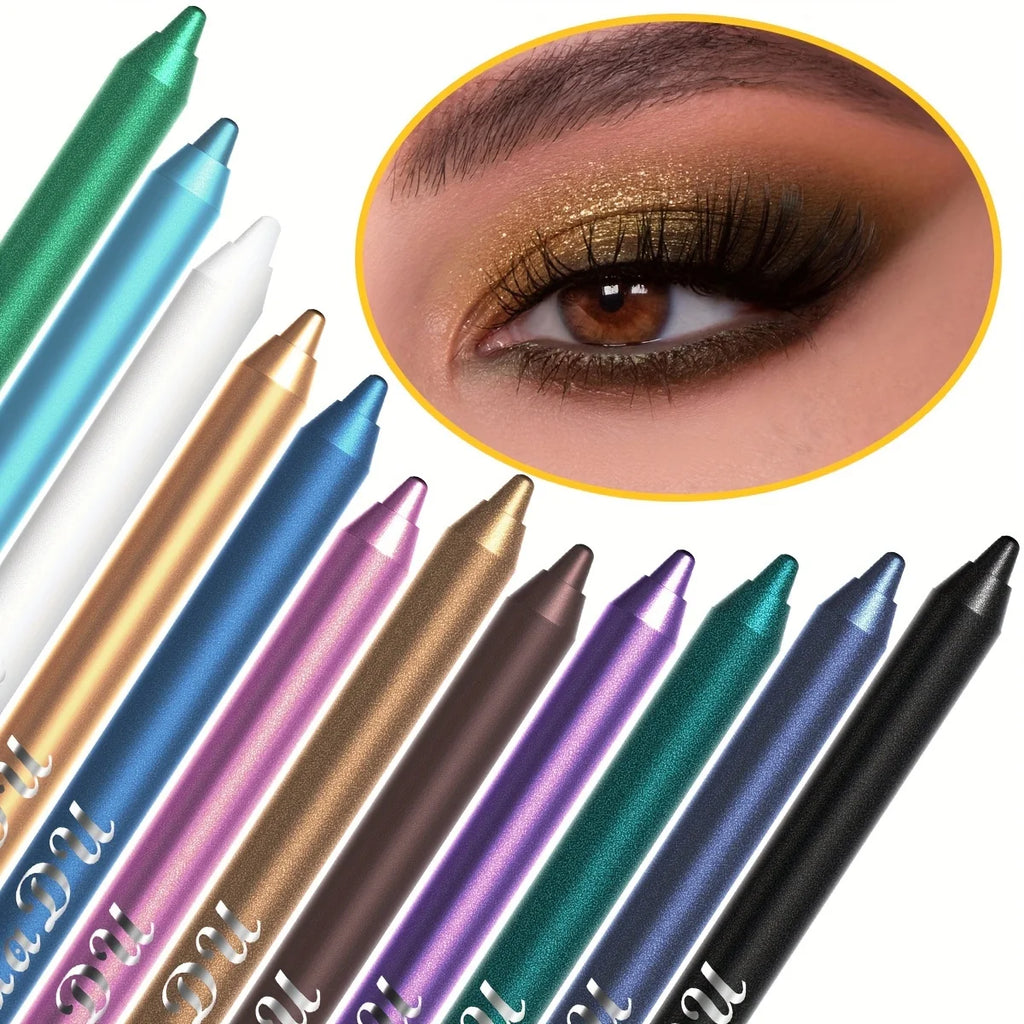 CmaaDu 12 Pcs Set of Waterproof Eyeliner Pens with Shimmering Effects - Includes Eyeshadow Durable and Easy to Color Highlighter Oasis Select