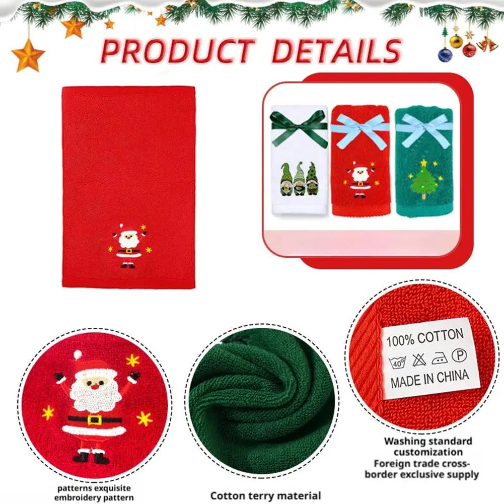 Christmas themed embroidered soft and skin friendly pure Cotton towels suitable for daily kitchen and bathroom use Oasis Select