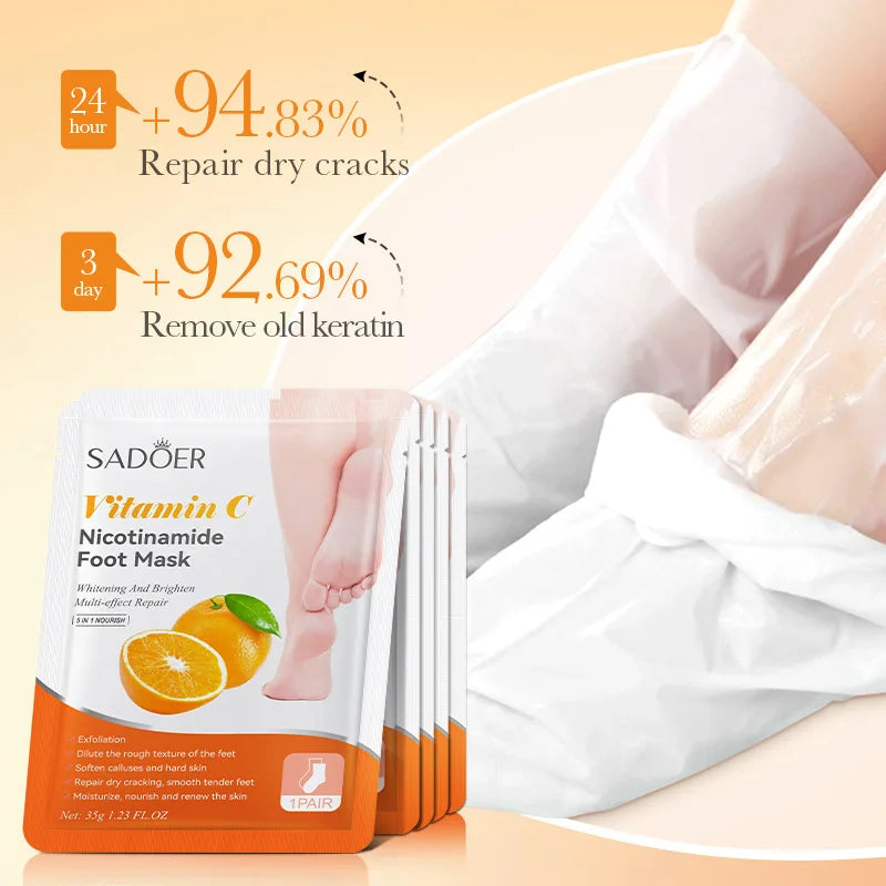 6 Pairs SADOER Fruits Foot Mask Moisturizing Foot Peeling Mask Exfoliating For Feet Spa Pedicure Exfoliant Feet Skin Care Oasis Select